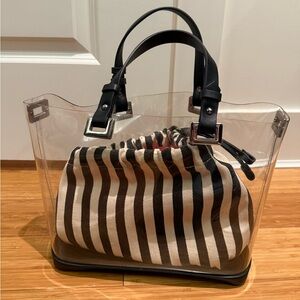 Clear bag with striped insert